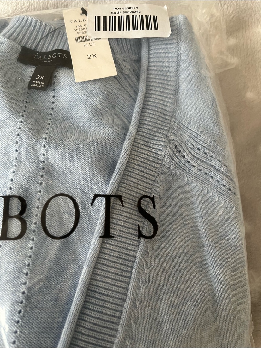 Talbots Soft Light Blue Open-Front V-Neck Cardigan NWT - Picture 3 of 6